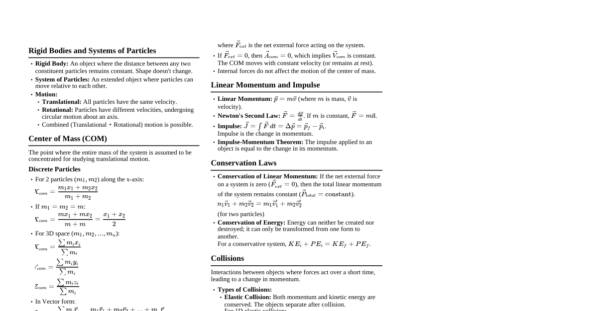 System of Particles & COM