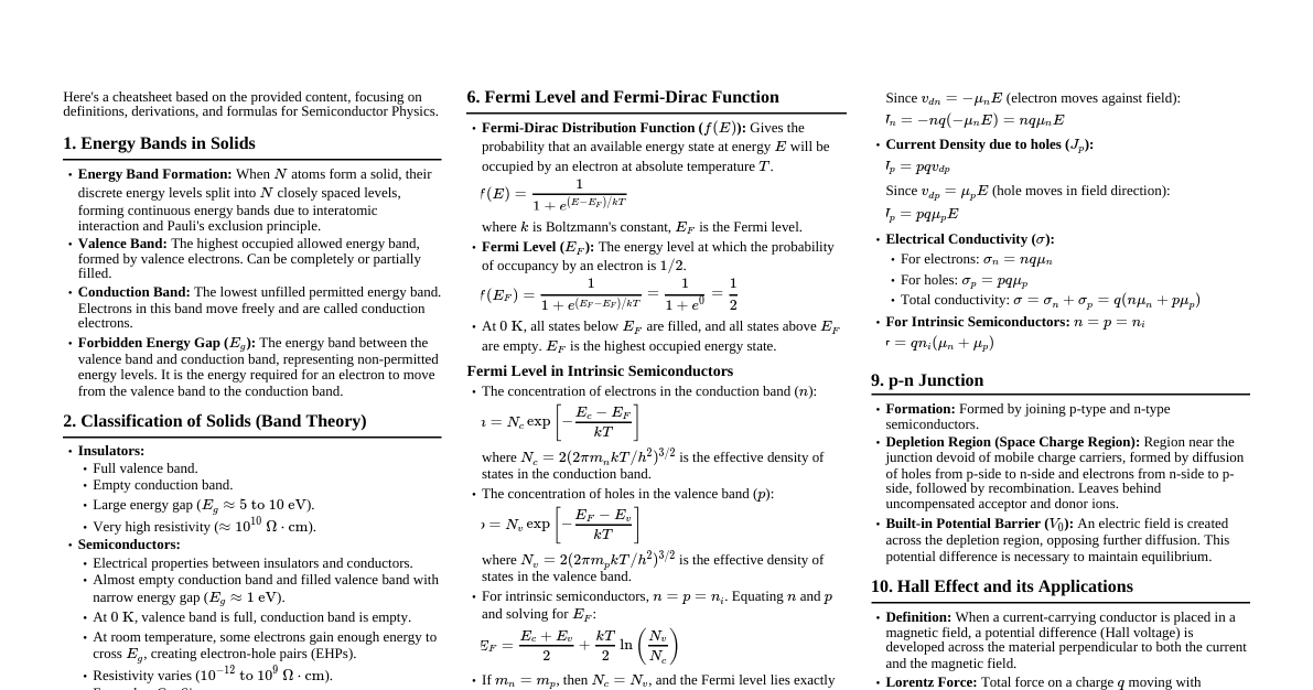 Semiconductor Physics Essentials