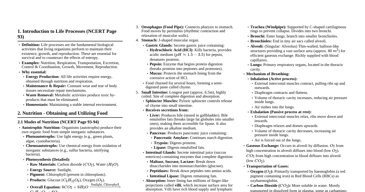 Life Processes - CBSE Class 10 Science
