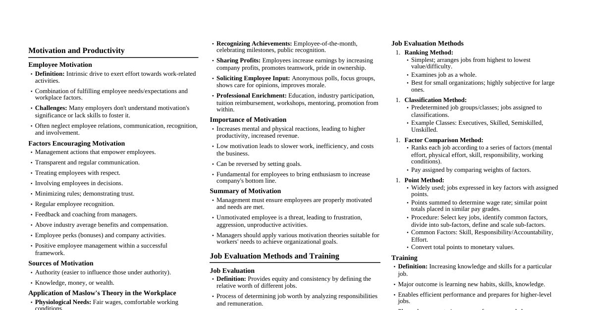 HRM End Sem Cheatsheet