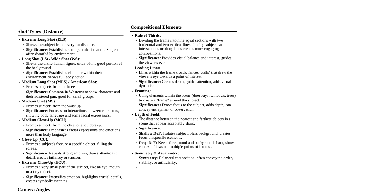 Cinematography: Shots & Angles