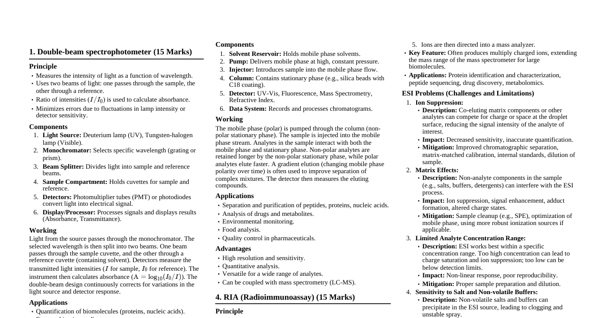 Biochemical Techniques Cheatsheet