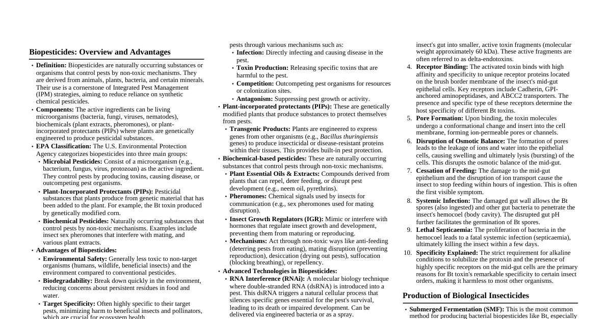 Biopesticides Cheatsheet