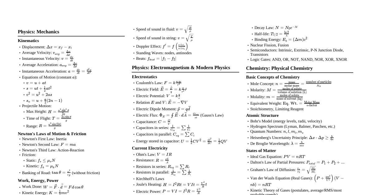 JEE Main - Physics, Chemistry, Math