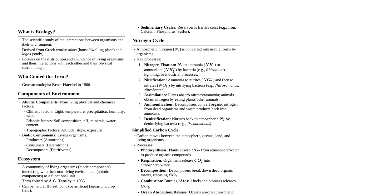 Ecology and Ecosystems Basics