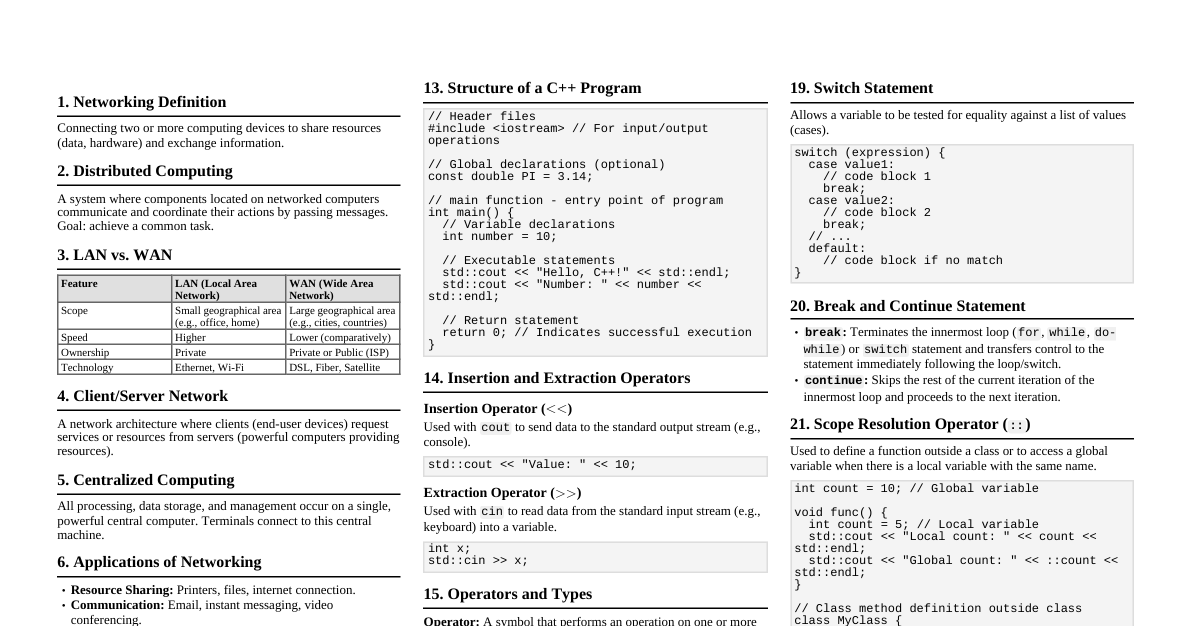 Networking & C++ Basics