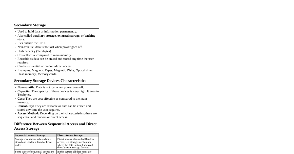 Secondary Storage Devices