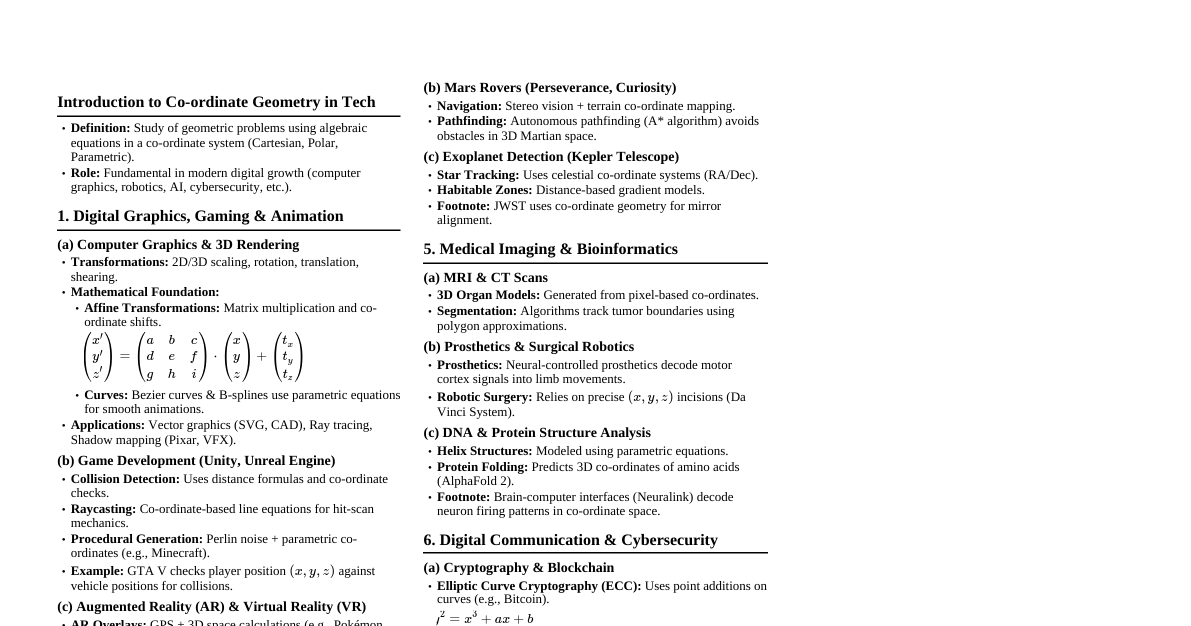 Co-ordinate Geometry in Tech