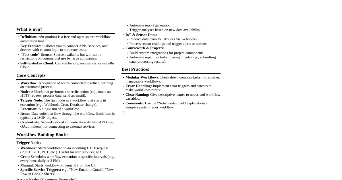 n8n Automation Cheatsheet