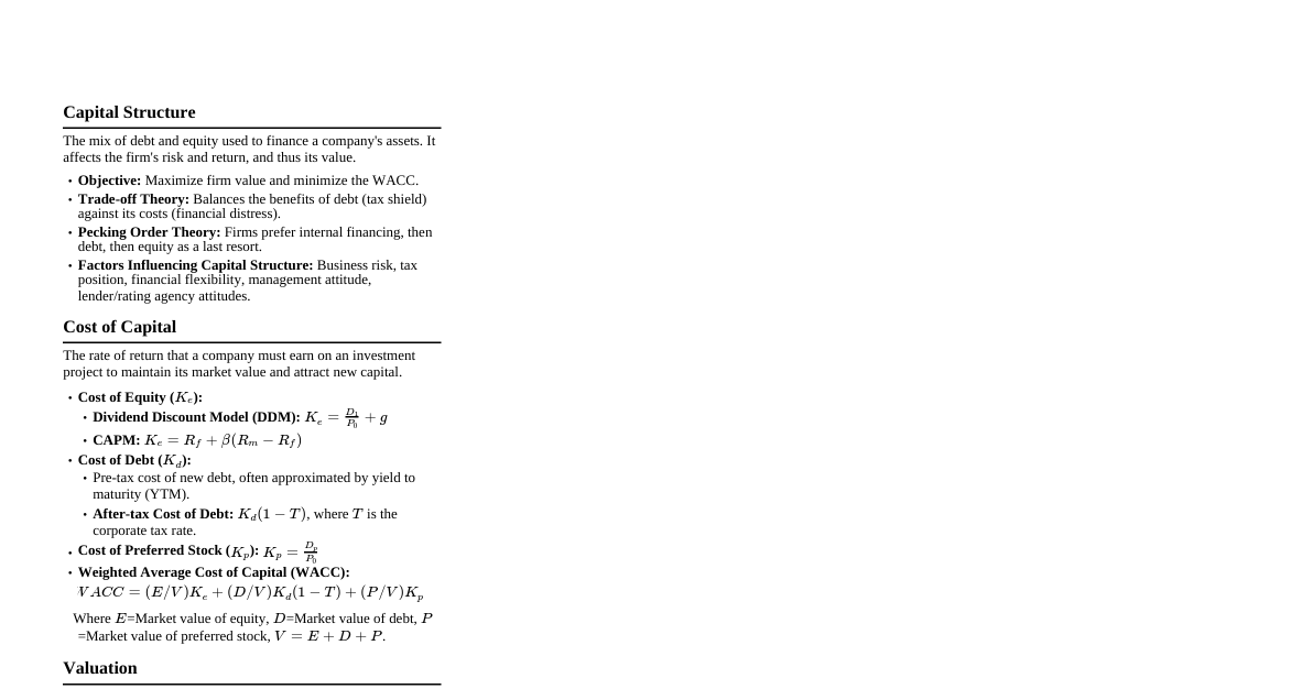 Financing Decisions & Leverage