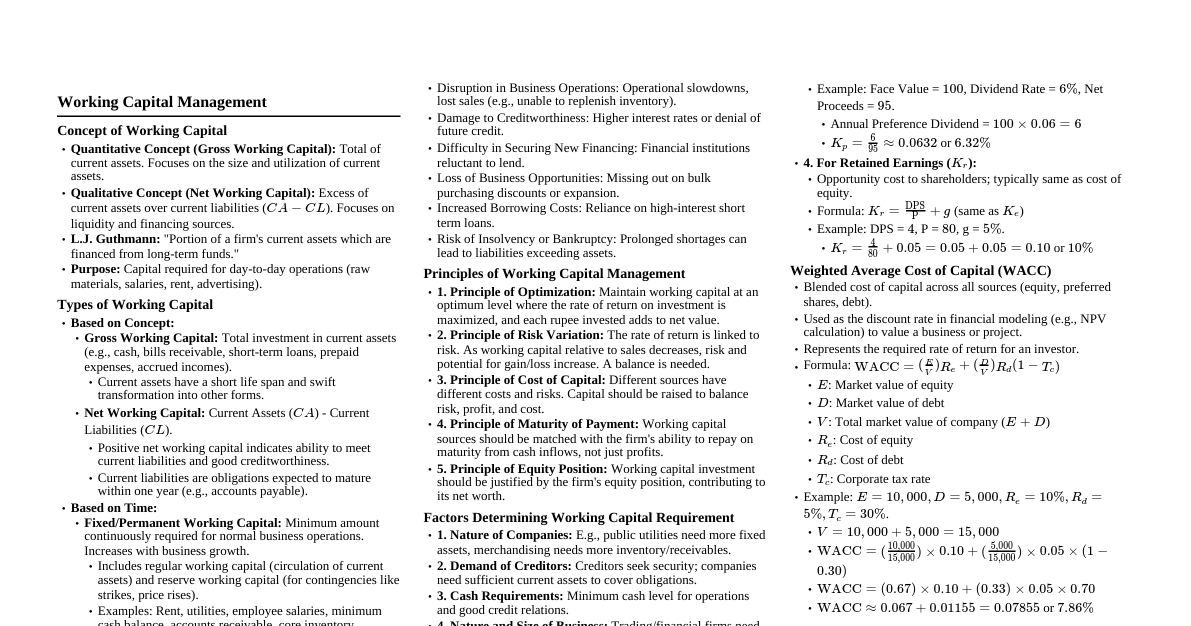 Financial Management Cheatsheet