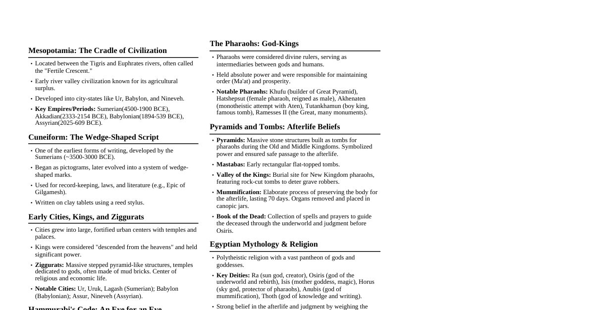 Mesopotamia & Ancient Egypt