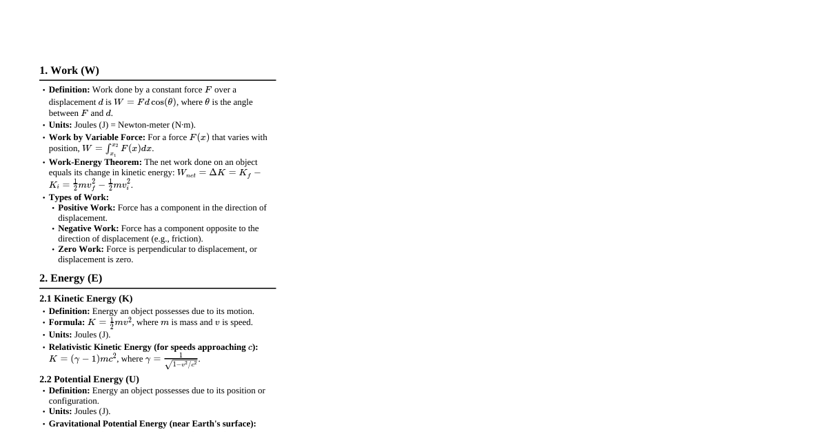 Work, Power, Energy Fundamentals