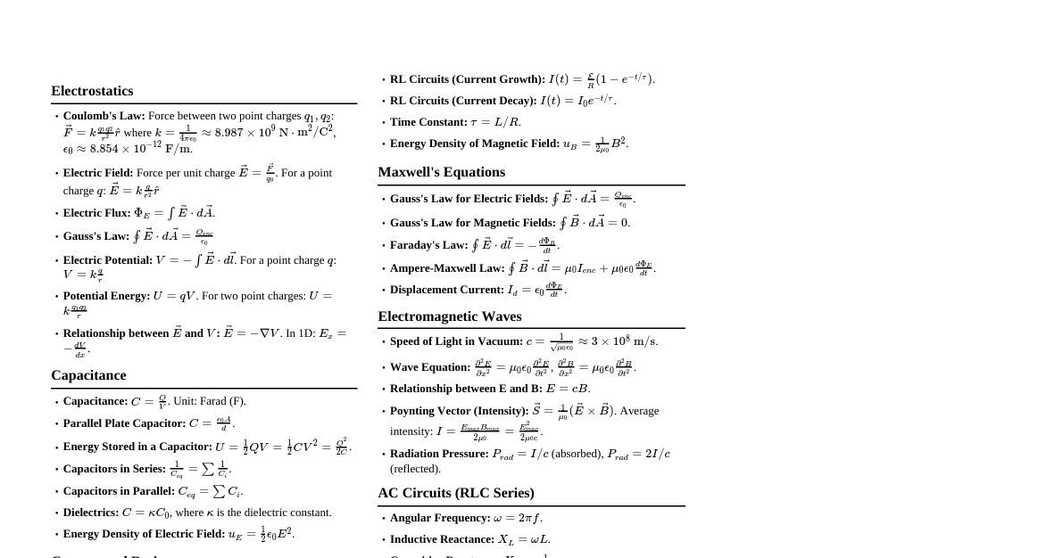 Electricity & Magnetism