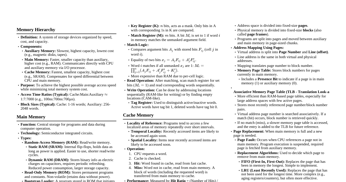 Memory Organization (UNIT 4 PART 1)