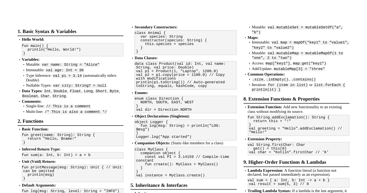 Kotlin Syntax and Basics