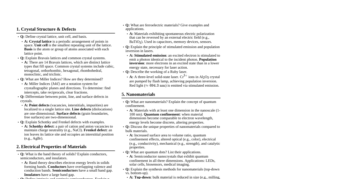 Physics of Advanced Materials (DBATU Sem