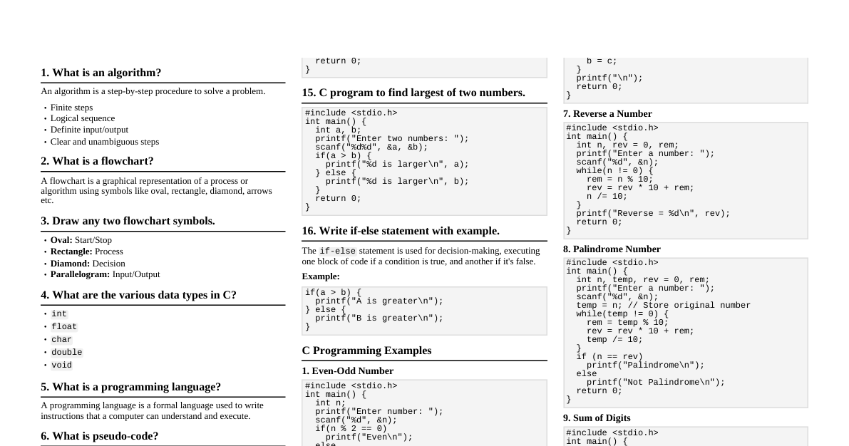 C Programming & Algorithms