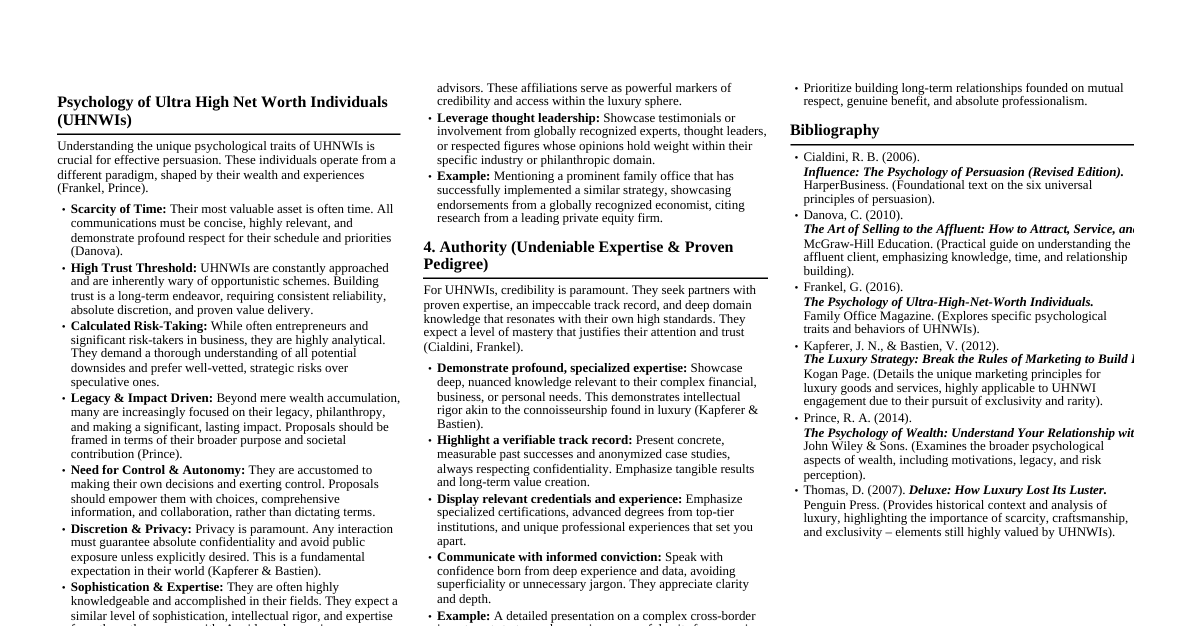 Principles of Persuasion for UHNWIs