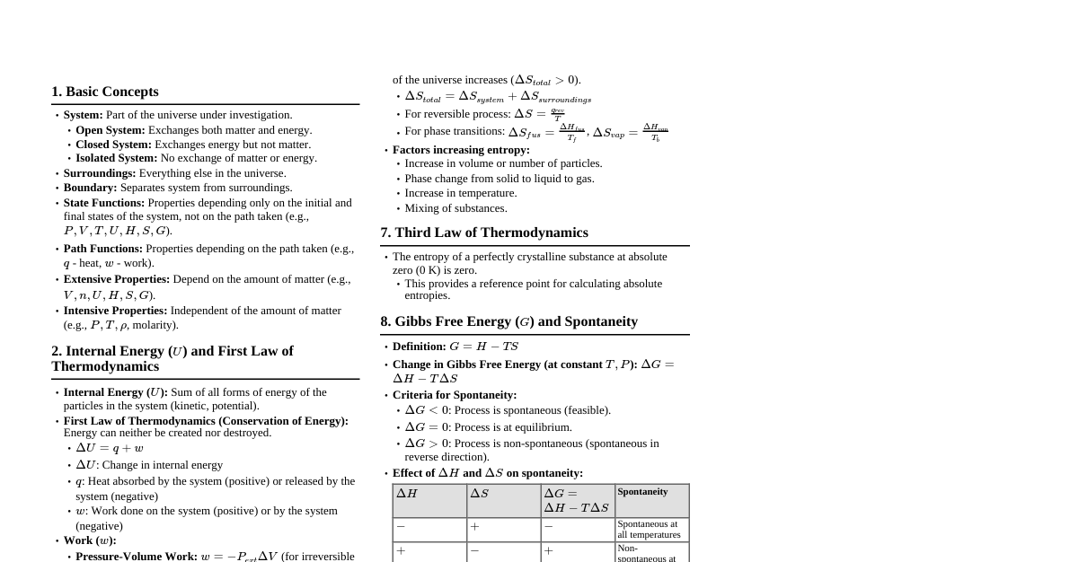 Chemistry Thermodynamics (Class 11)