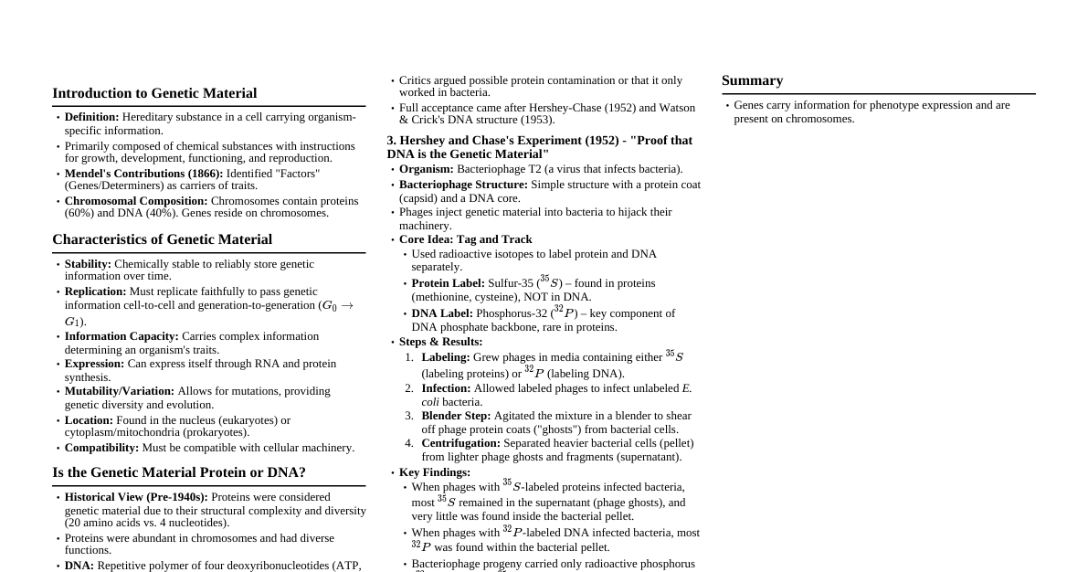 DNA as Genetic Material