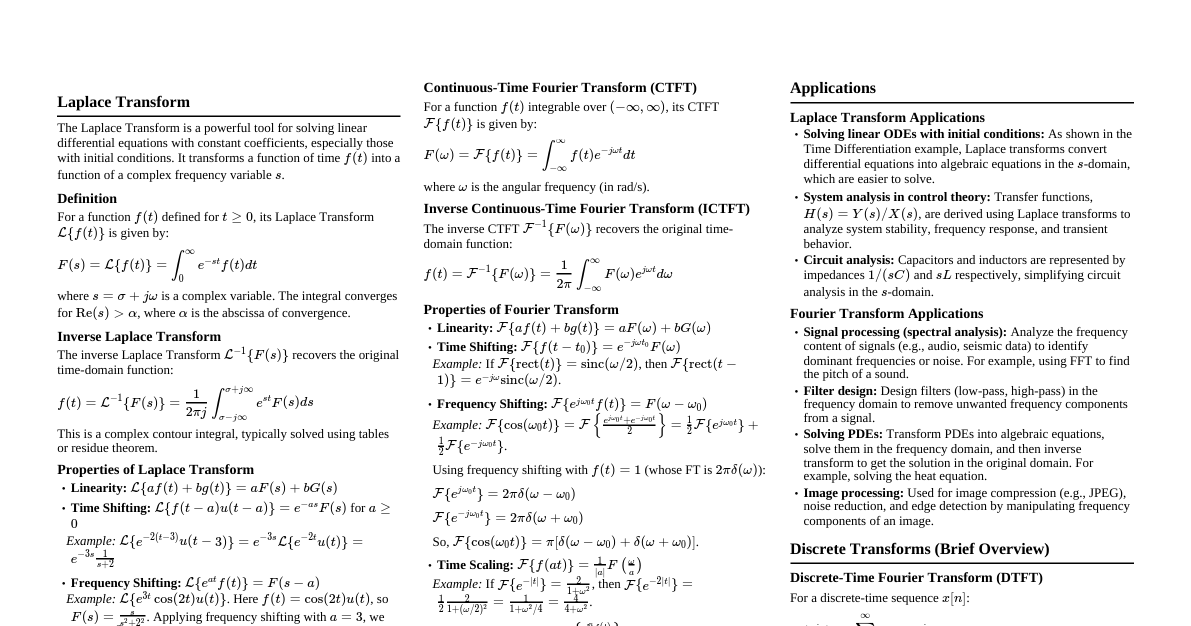 Laplace & Fourier Transforms