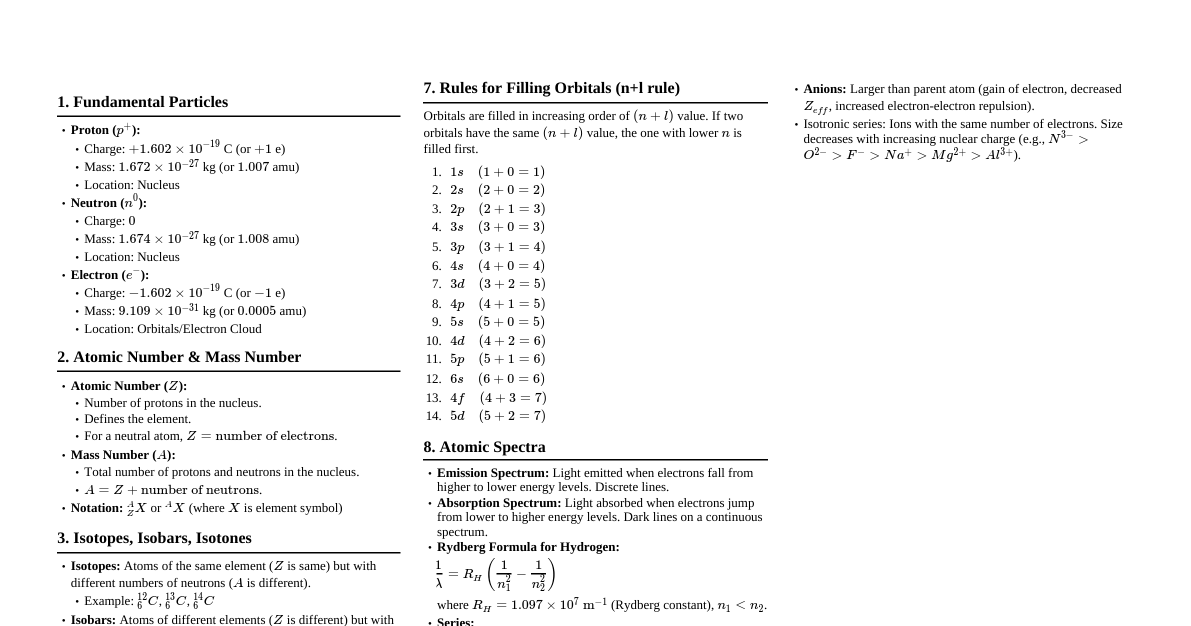 Atomic Structure A-Z