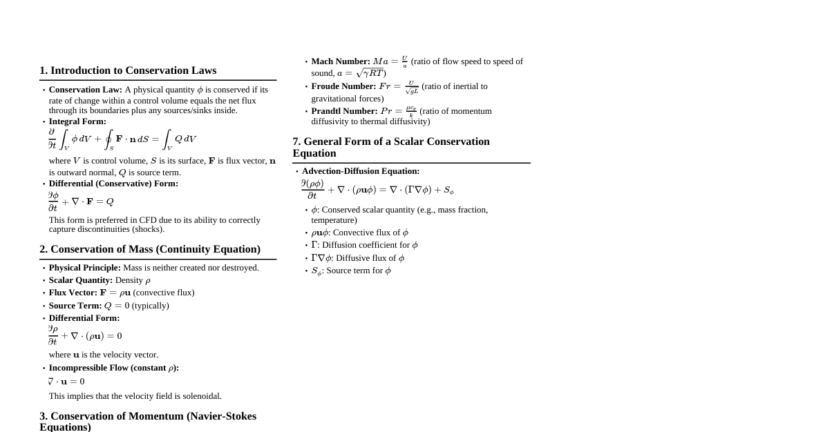 Conservation PDEs for CFD