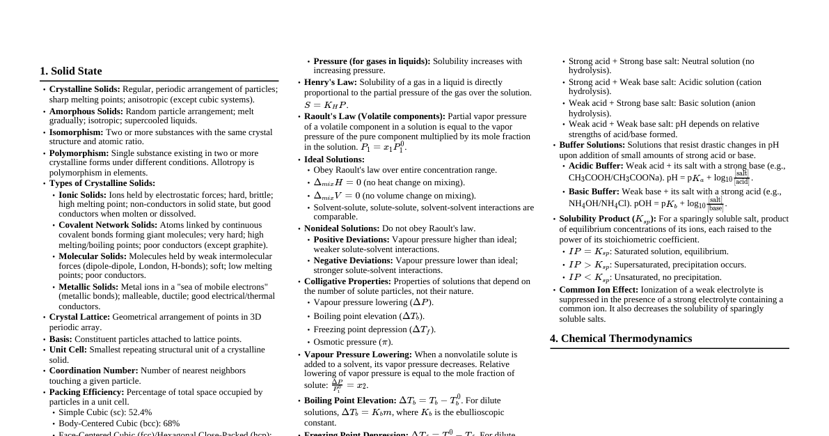 Chemistry HSC Quick Reference