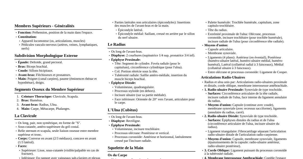 Ostéologie et Arthrologie MS