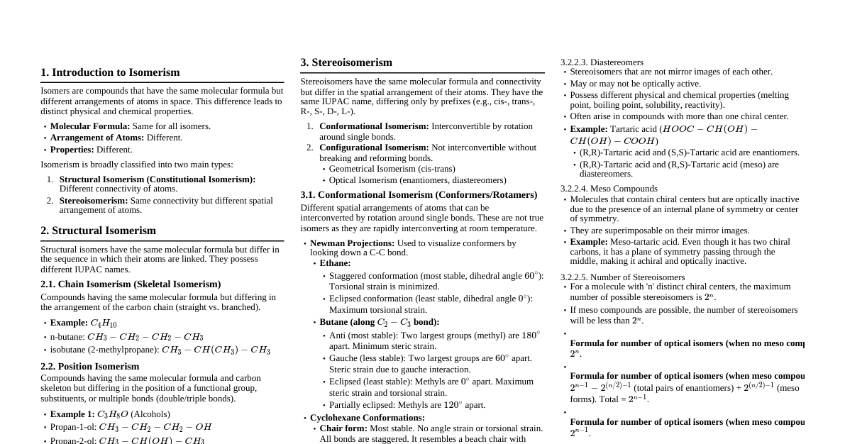 Isomerism for JEE Advanced