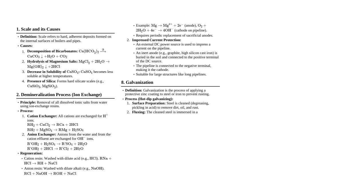 Engineering Chemistry Exam Notes