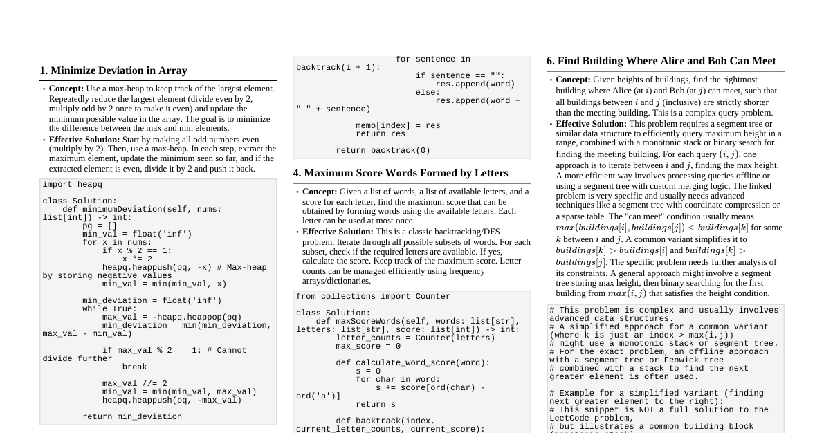 LeetCode Advanced Problems Cheatsheet