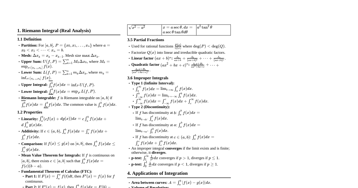 Integration: Real Analysis & Engineering