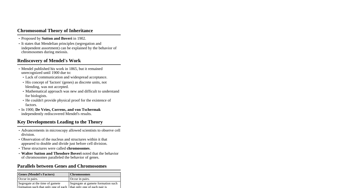 Chromosomal Theory of Inheritance