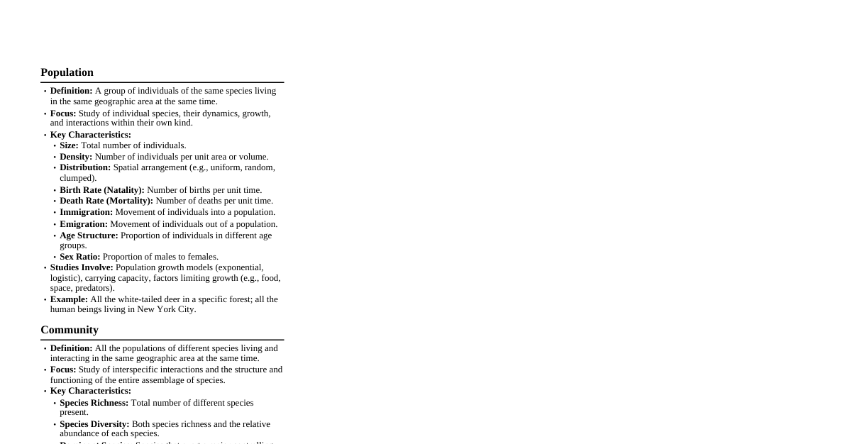 Population vs. Community