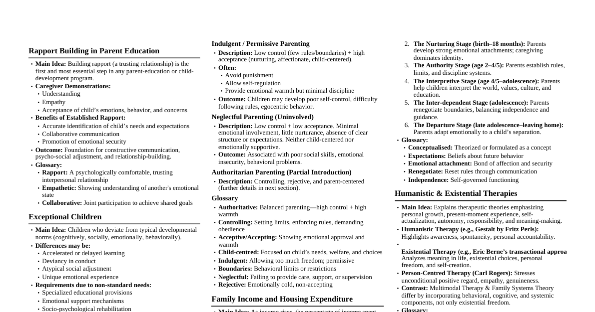 Family & Child Development Cheatsheet