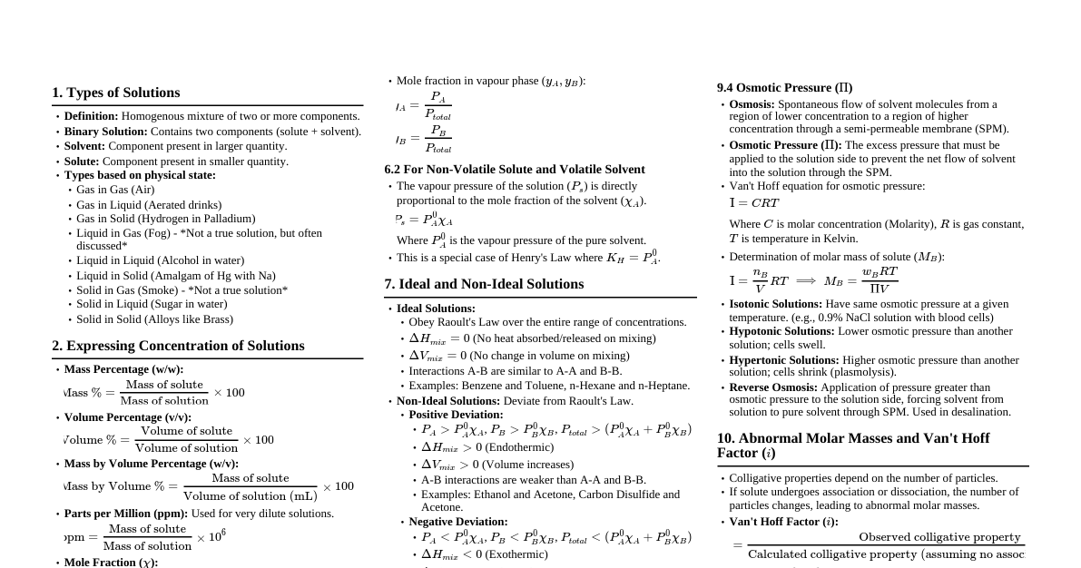 Class 12 Chemistry Solutions