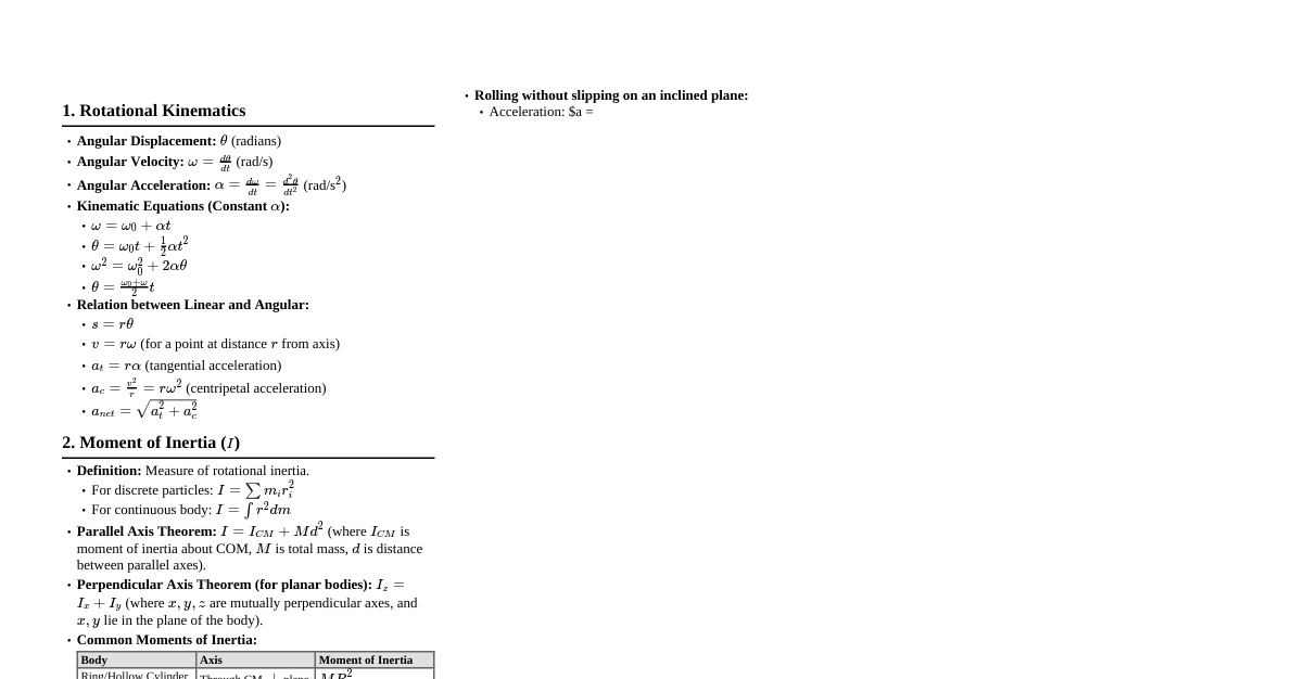 Rotational Motion (JEE)