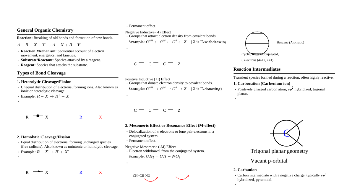 General Organic Chemistry Cheatsheet