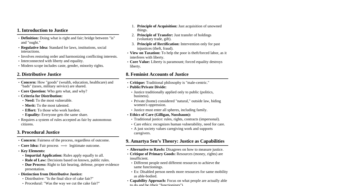 Justice: Concepts, Theories, Critiques