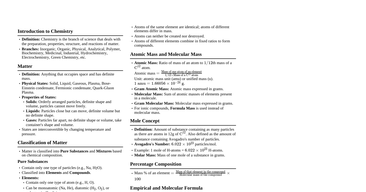 Basic Chemistry Concepts
