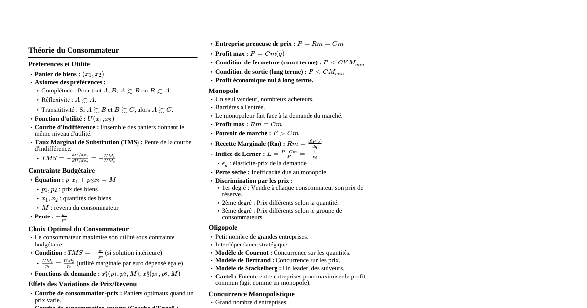 Microéconomie - Essentiels