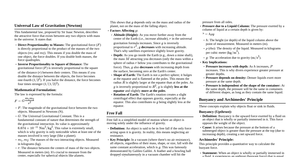 Gravitation (Grade 9)