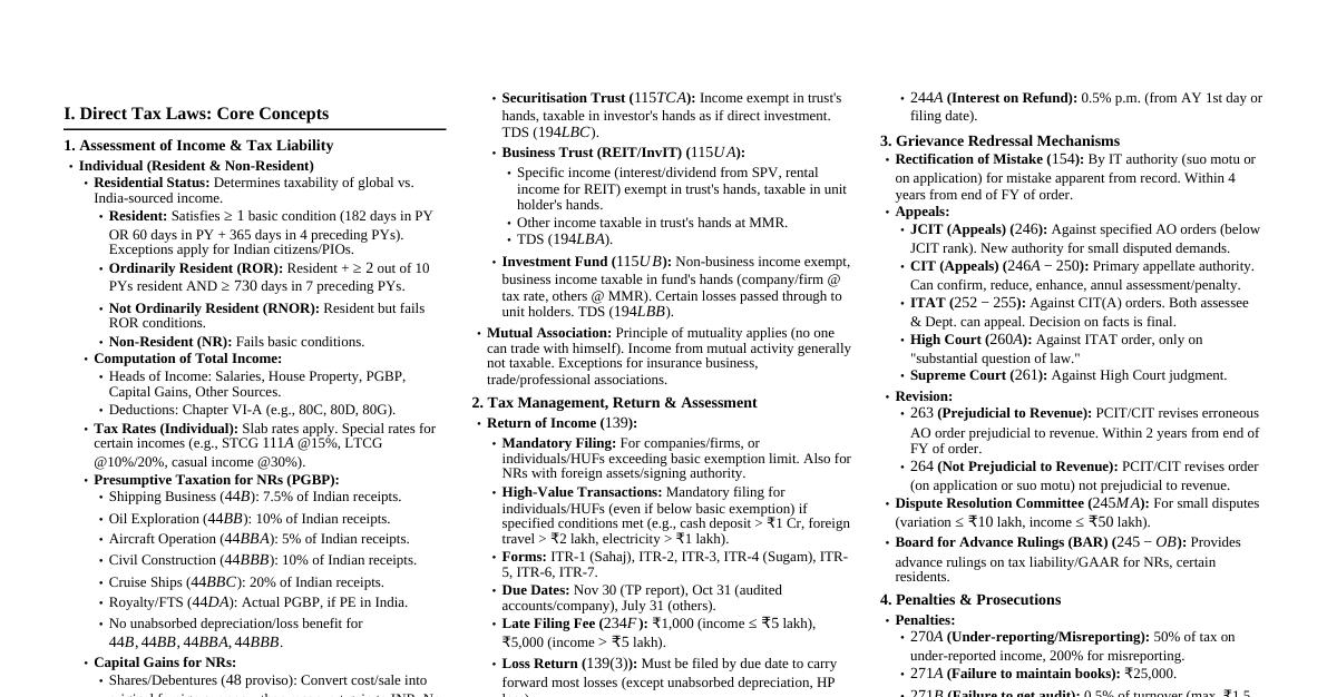 Direct Tax Laws & International Taxation