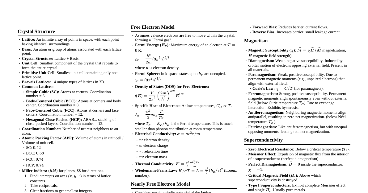 Solid State Physics Essentials