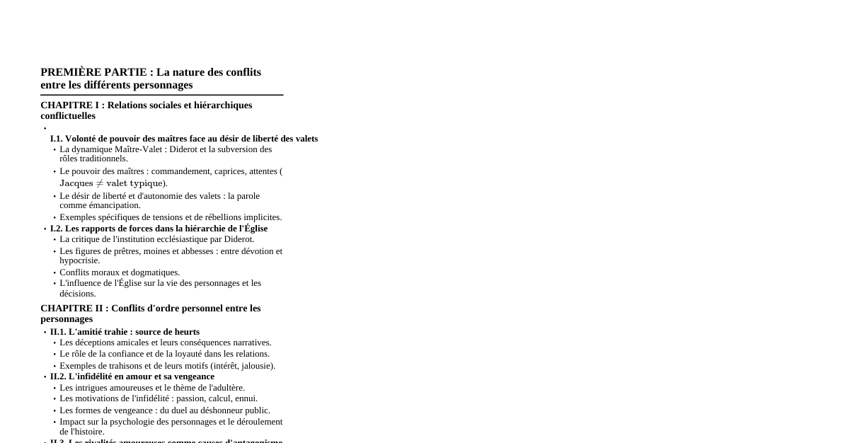 Jacques le fataliste - Conflits & Résolu