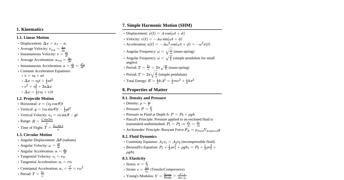 Mechanics & Properties of Matter