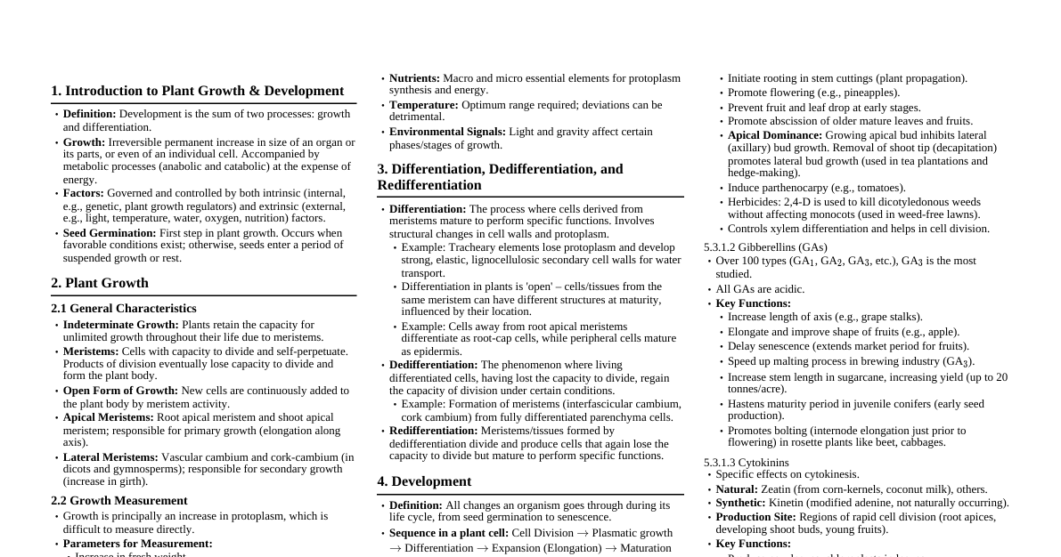 Plant Growth and Development