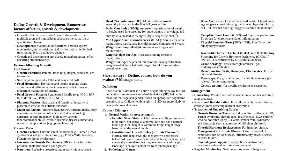 Normal Growth & Disorders